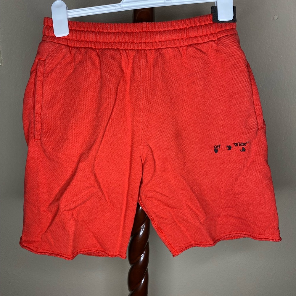 Off-White SS21 Logo Embroidered Sports Shorts Red Size small